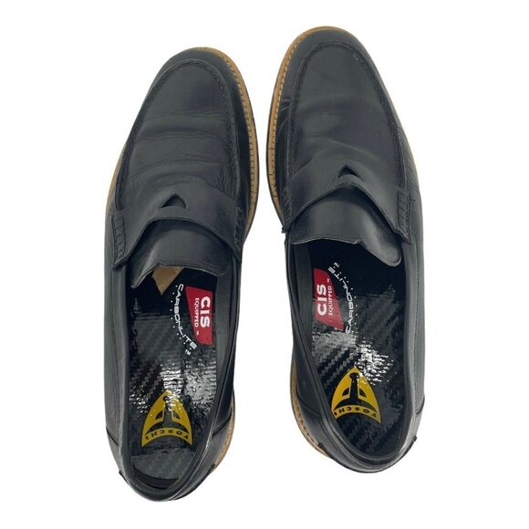 Michael Toschi Flats Men's Sz 7 Penny Loafer Slip on Block Heels Leather Black - Picture 5 of 10